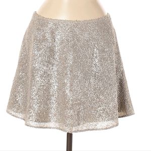 Theory Theyskens Skirt Beige Metallic Tweed A Lined Mini Skirt w/pockets Size 8